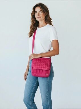Lug Hot Pink Moped Quilted Crossbody Bag, Like New